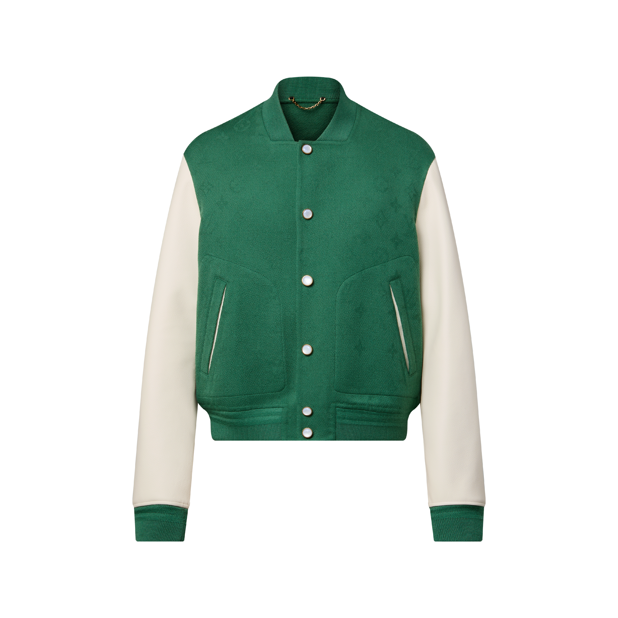 Leather Mix Monogram Varsity Jacket - High-End Ready-to-Wear